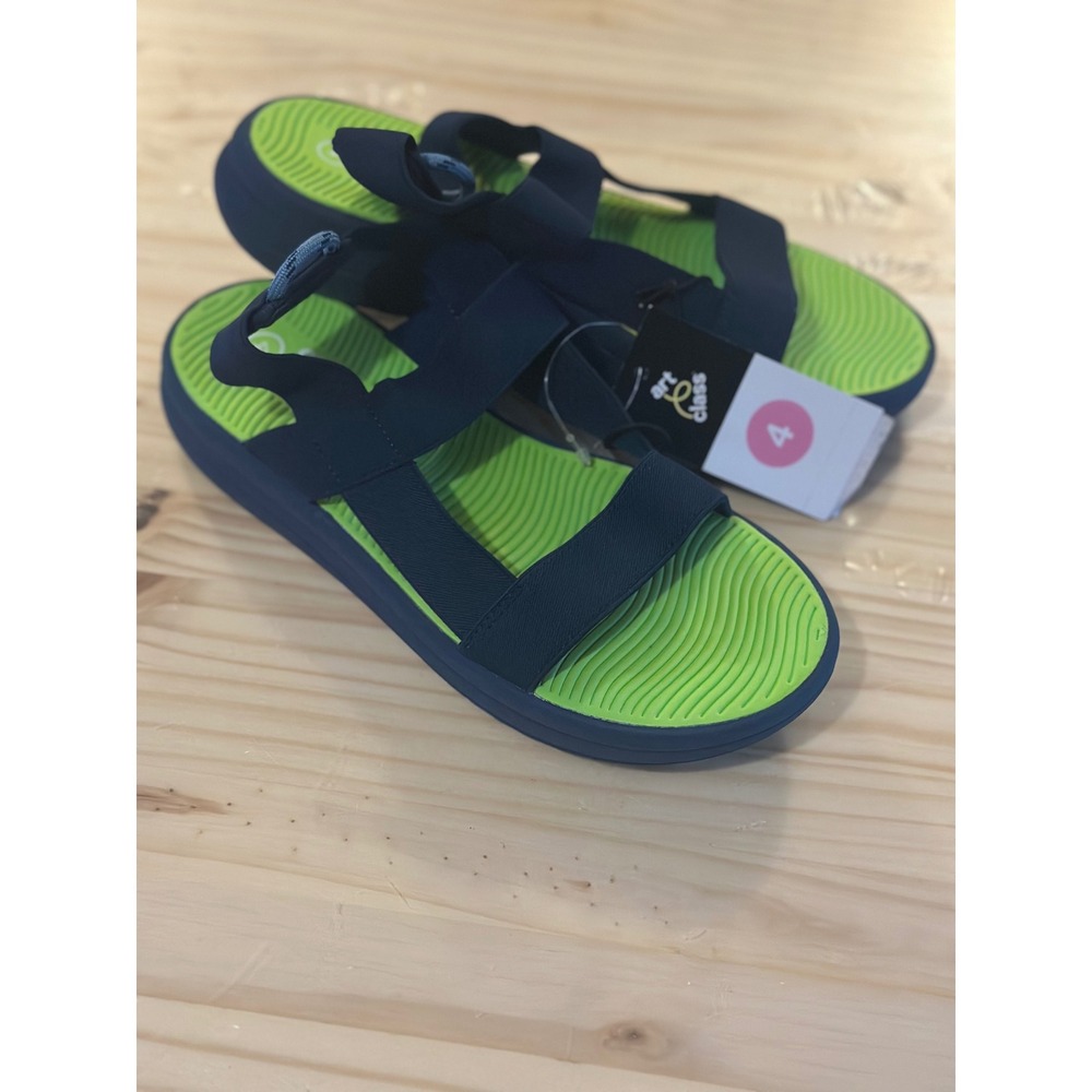 Art Class Kids Navy Blue Lime Green Sport Sandals Size 4 Boys